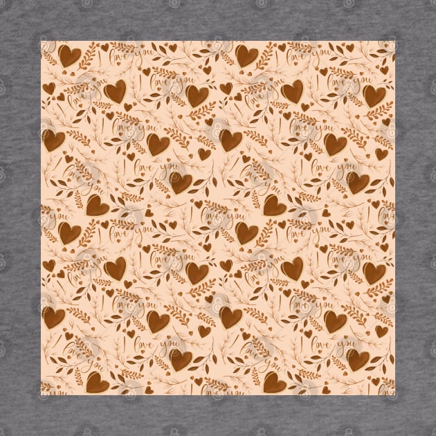 I love you typography sign seamless pattern sepia by Arch4Design